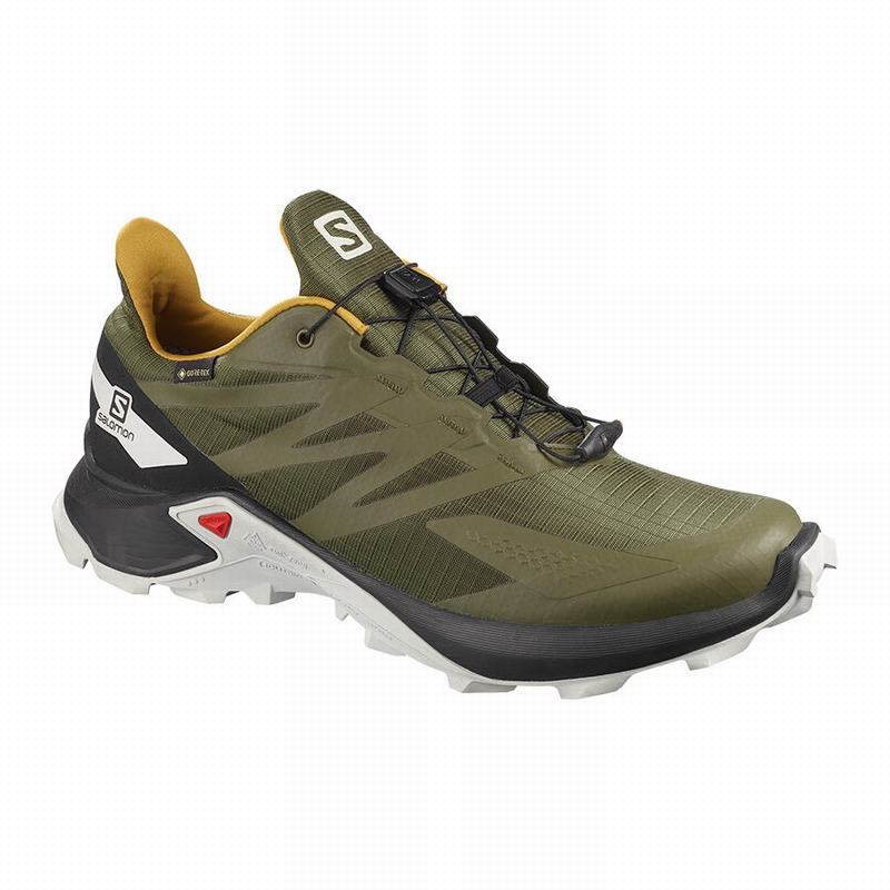 Salomon Israel SUPERCROSS BLAST GTX - Mens Trail Running Shoes - Olive/Black (ZUIO-23157)